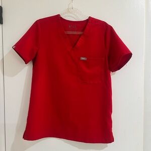Figs Scarlet V-Neck Scrub Top